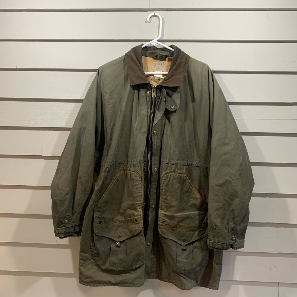 Vintage Filson Green Wax Coat. 90’s. Perfect Wear. Waterfowl. Talon Zipper. XL.